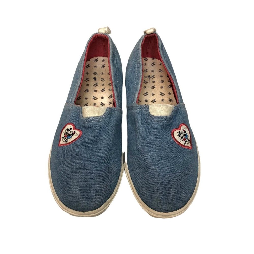 Disney x Junk Food Vintage Style Mickey Mouse Minnie Canvas Denim Slip On Shoe